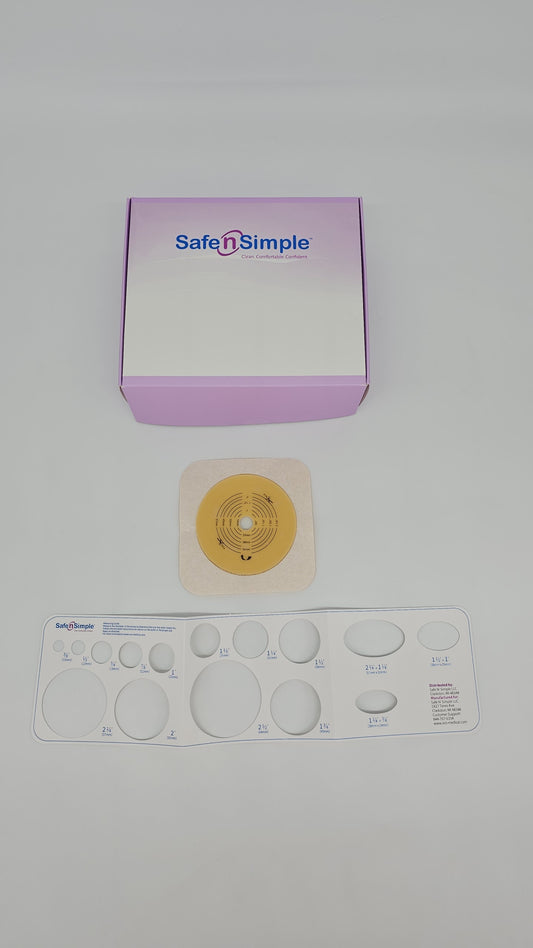Safe N Simple 5" x 5" 2-Piece Wafer, Standard Wear, Tape Collar, Beige, 70mm, 2-3/4" Flange Cut-to-Fit