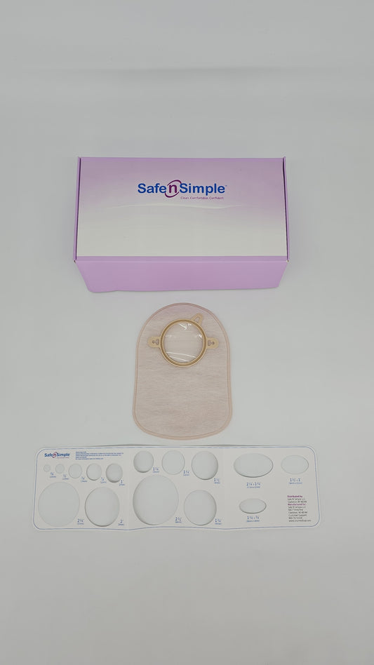 Safe N Simple 8" Closed 2-Piece Pouch, Beige, 57mm, 2-1/4" Flange With Belt Tabs