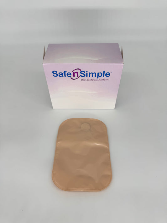 Safe N Simple 8" Closed 2-Piece Pouch, Beige, With Filter, 45mm 1-3/4" Flange, With Belt Tabs