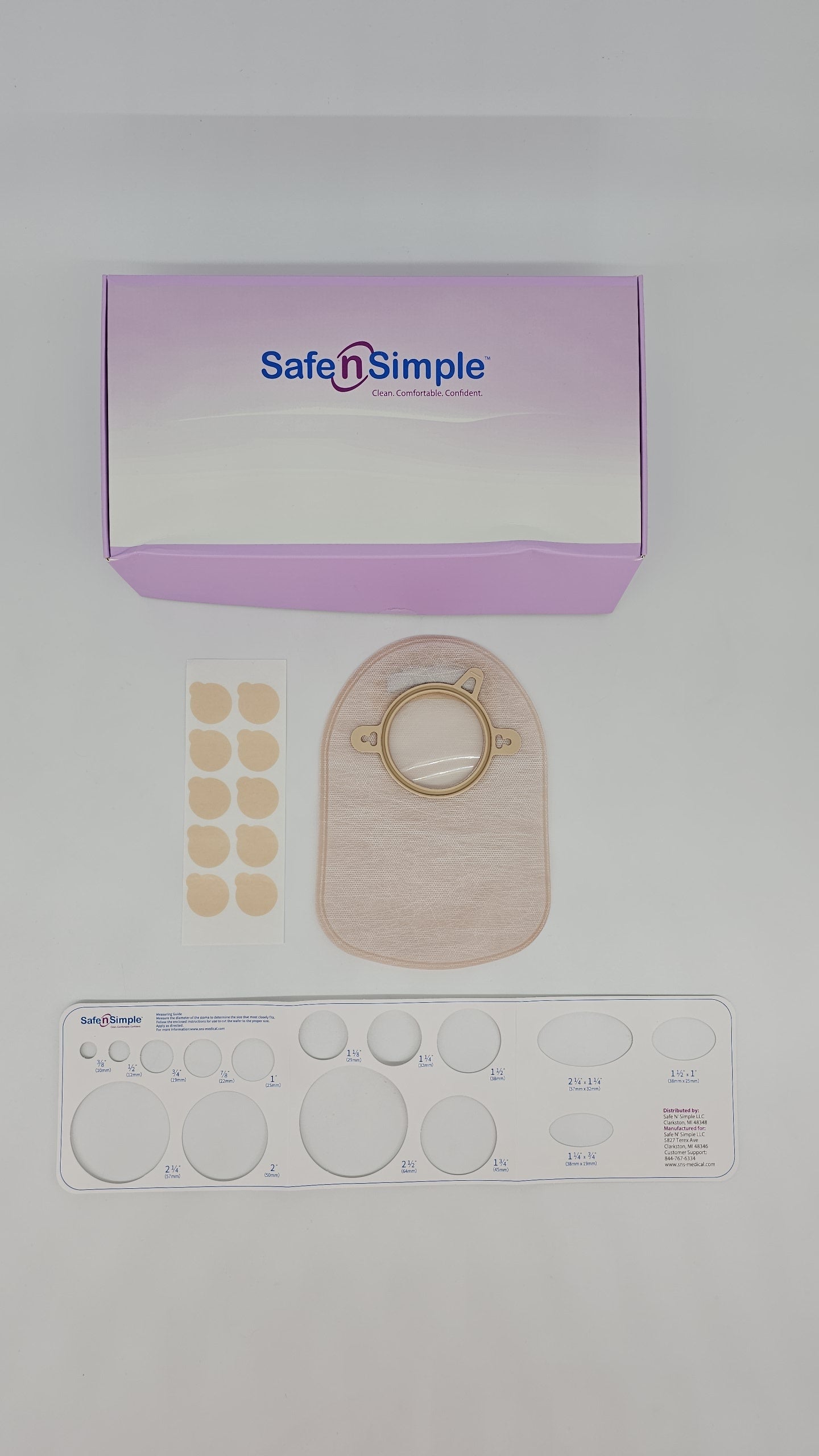 Safe N Simple 8" Closed 2-Piece Pouch, Beige, With Filter, 57mm, 2-1/4" Flange With Belt Tabs
