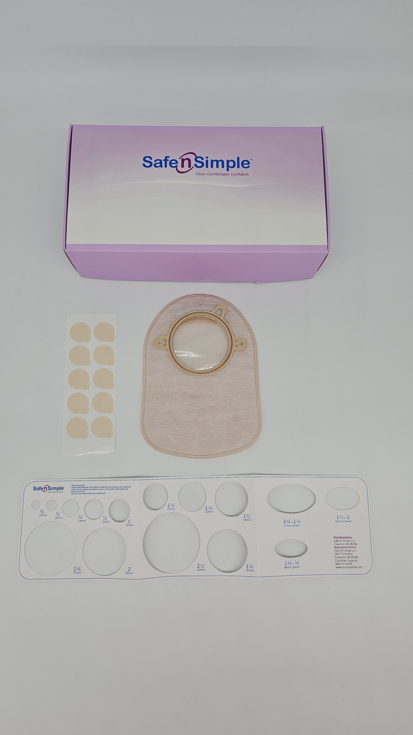 Safe N Simple 8" Closed 2-Piece Pouch, Beige, With Filter, 70mm, 2-3/4" Flange, With Belt Tabs