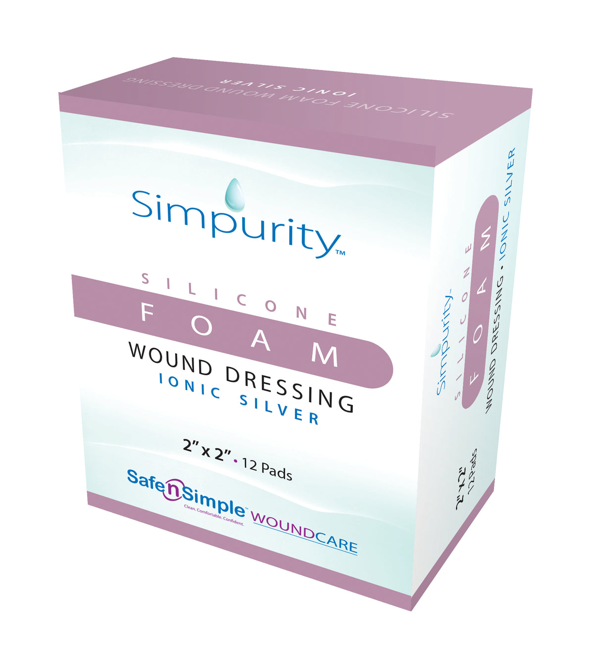 Simpurity Foam Wound Dressing Silver Silicone, 2" x 2", EA/1