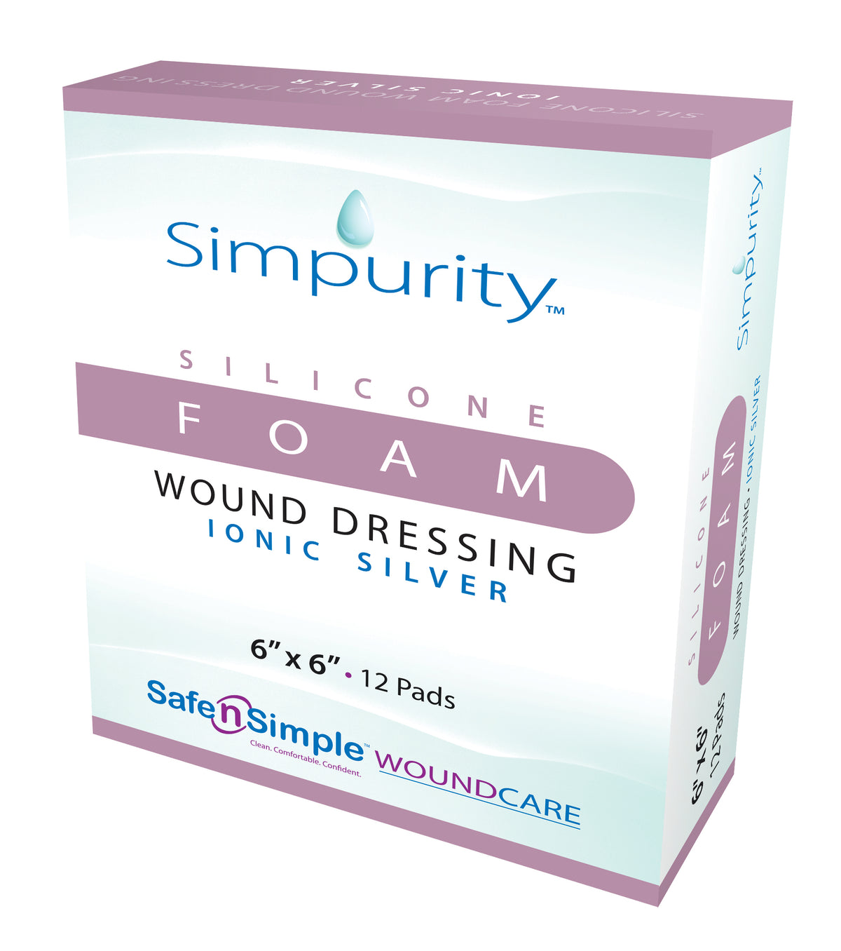 Simpurity Foam Wound Dressing Silver Silicone, 6" x 6"