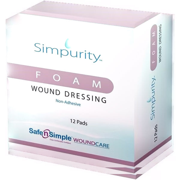Safe N Simple Simpurity No Border Silicone Foam Dressing, 4" x 8", EA/1