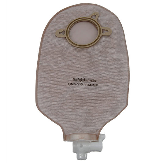 Safe N Simple 9" Urostomy 2-Piece Pouch, Beige, 50 mm, 2" Flange, with Valve, and Belt Tabs-- REPLACES RRSNS7501134