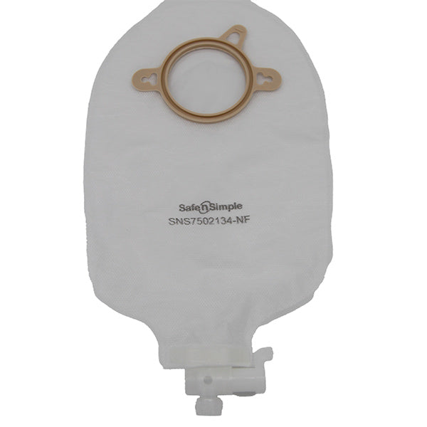 Safe N Simple 9" Urostomy 2-Piece Pouch, Transparent, 50 mm, 2" Flange, with Valve, and Belt Tabs-- REPLACES RRSNS7502134