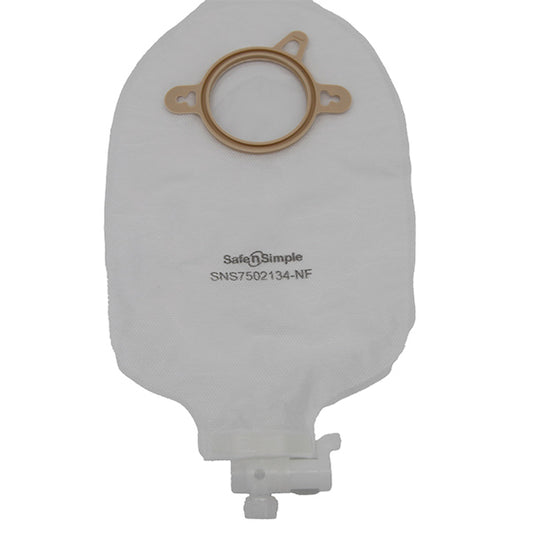 Safe N Simple 9" Urostomy 2-Piece Pouch, Transparent, 50 mm, 2" Flange, with Valve, and Belt Tabs-- REPLACES RRSNS7502134