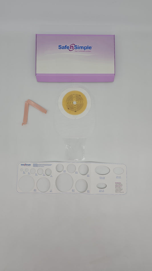 12" Drainable One Piece Pouch, Standard Wear, Cut-to-Fit, Transparent, With Tape Collar, and Standard Curved Tail Closure