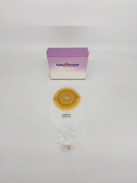 9" Urostomy One Piece Pouch, Extended Wear, Convex, Transparent, 3/4" Precut Stoma Opening, With Valve, and Belt Tabs