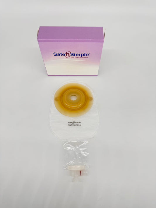 9" Urostomy One Piece Pouch, Extended Wear, Convex, Transparent, 7/8" Precut Stoma Opening, With Valve, and Belt Tabs