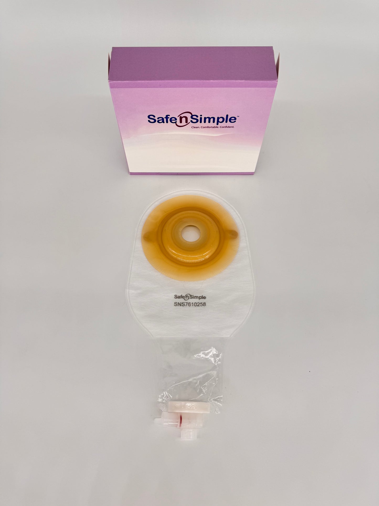 9" Urostomy One Piece Pouch, Extended Wear, Convex, Transparent, 1" Precut Stoma Opening, With Valve, and Belt Tabs