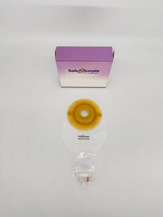9" Urostomy One Piece Pouch, Extended Wear, Convex, Transparent, 1-1/8" Precut Stoma Opening, With Valve and Belt Tabs
