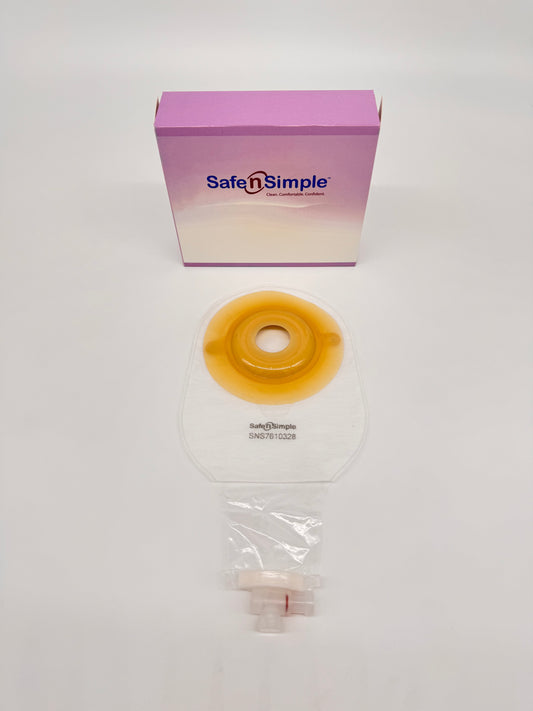 9" Urostomy One Piece Pouch, Extended Wear, Convex, Transparent, 1-1/4" Precut Stoma Opening, With Valve, and Belt Tabs