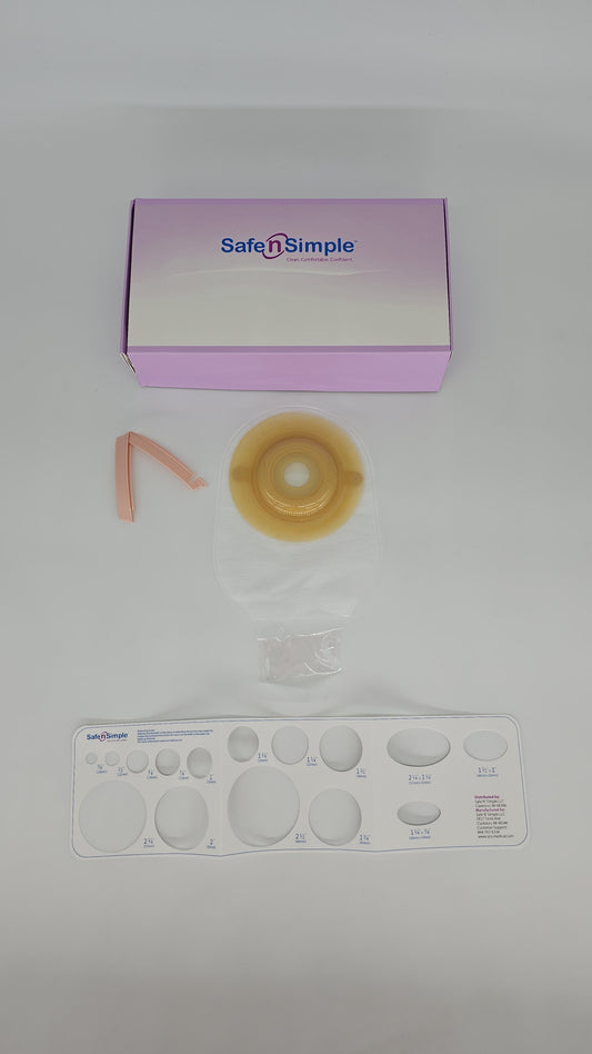 12" Drainable One Piece Pouch, Extended Wear, Convex, Transparent, 1" Precut Stoma Opening, With Standard Curved Tail Closure, and Belt Tabs