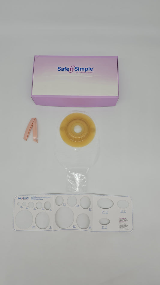 12" Drainable One Piece Pouch, Extended Wear, Convex, Transparent, 1-1/8" Precut Stoma Opening, With Standard Curved Tail Closure, and Belt Tabs