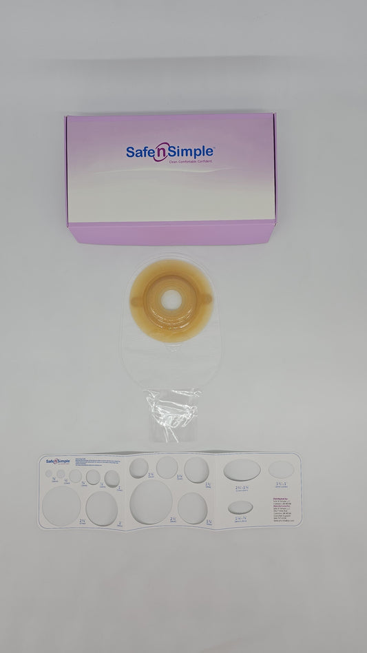 12" Drainable One Piece Pouch, Extended Wear, Convex, Transparent, 1-1/4" Precut Stoma Opening, With Standard Curved Tail Closure, and Belt Tabs