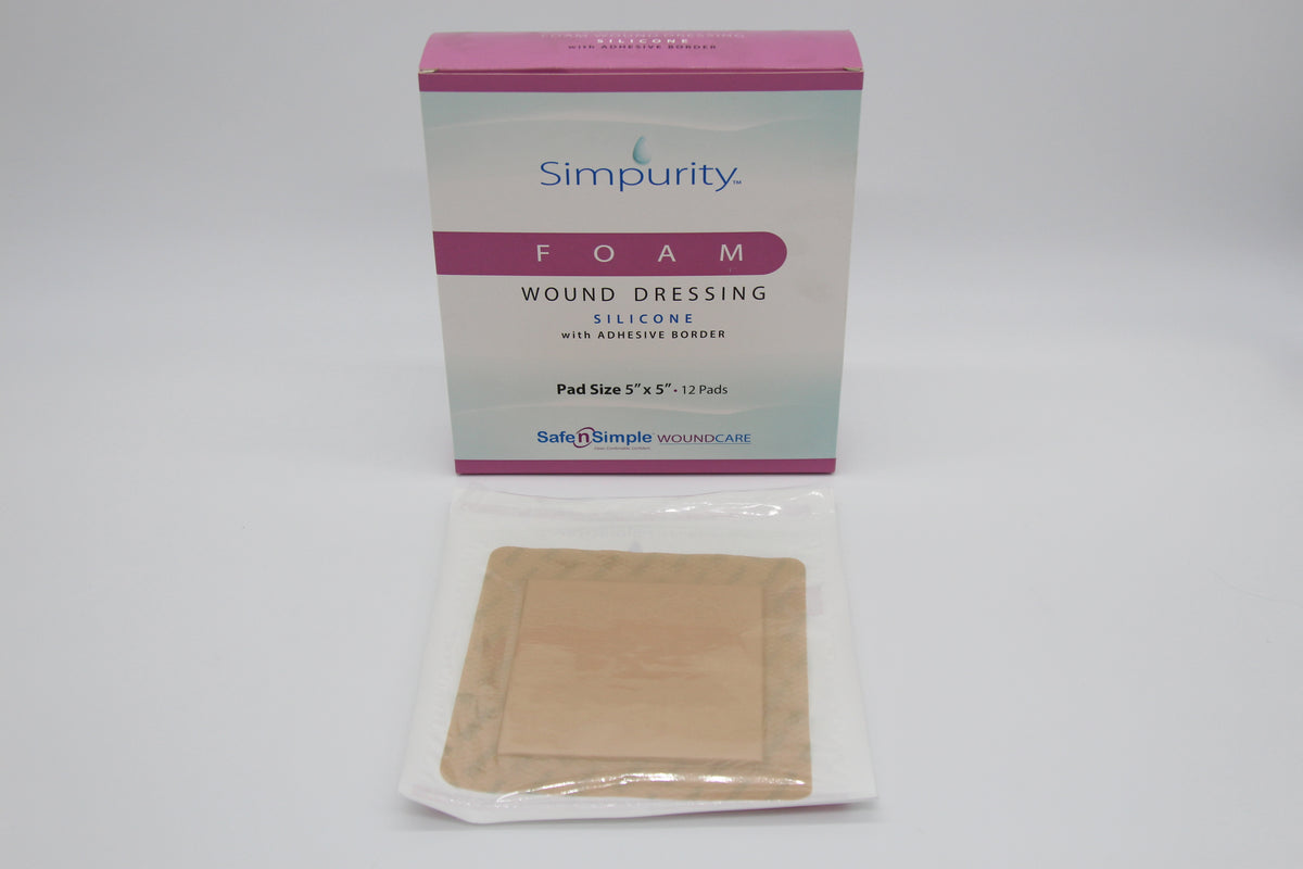 Simpurity Silicone Foam Dressing with Border, 7" x 7", EA/1