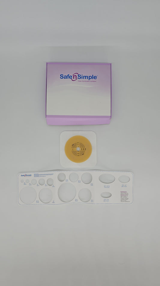 5" x 5" 2- Piece Wafer, Extended Wear, With Tape Collar, White, 57mm, 2-1/4" Flange, Cut-to-Fit