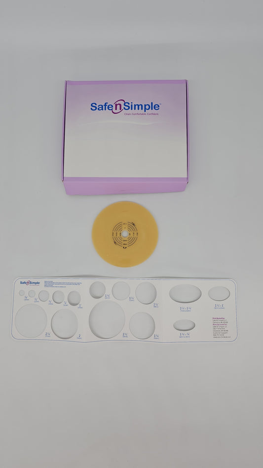 5" Diameter, 2-Piece Round Wafer, Extended Wear, With Solid Hydrocolloid, 57mm, 2-1/4" Flange Cut-to-Fit