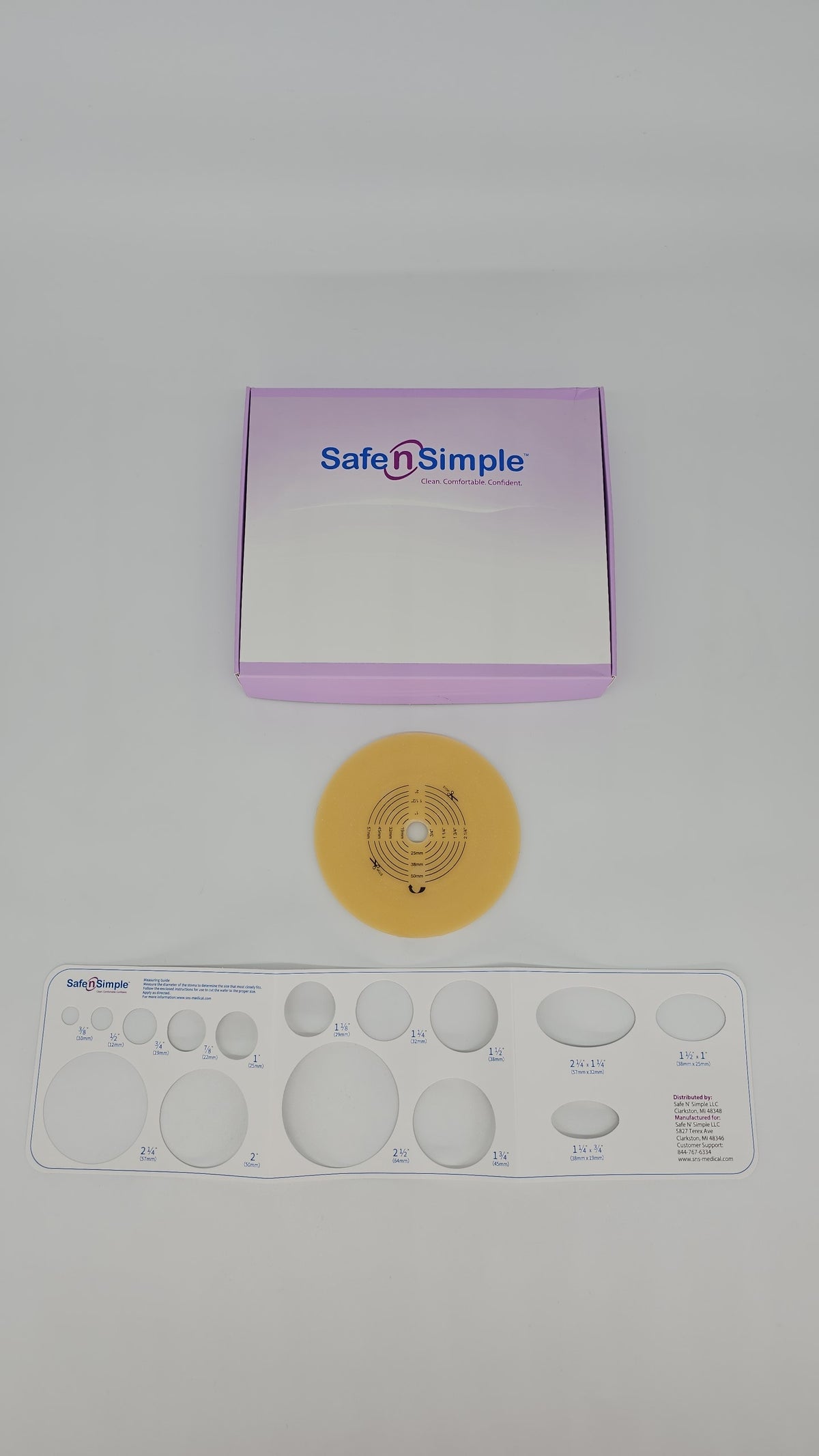 5" Diameter, 2-Piece Round Wafer, Extended Wear, With Solid Hydrocolloid, 70mm, 2-3/4" Flange Cut-to-Fit