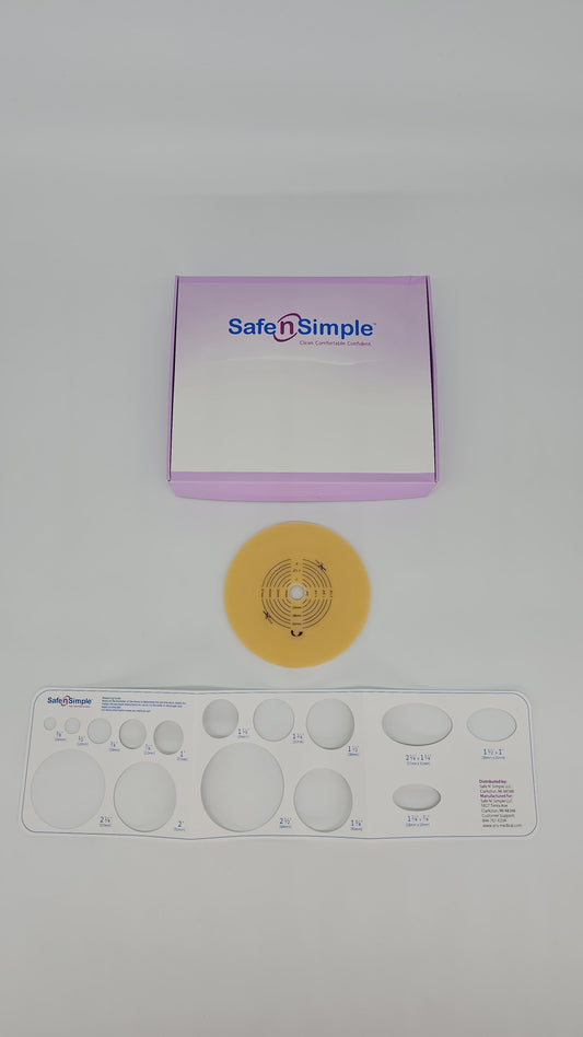 5" Diameter, 2-Piece Round Wafer, Extended Wear, With Solid Hydrocolloid, 70mm, 2-3/4" Flange Cut-to-Fit