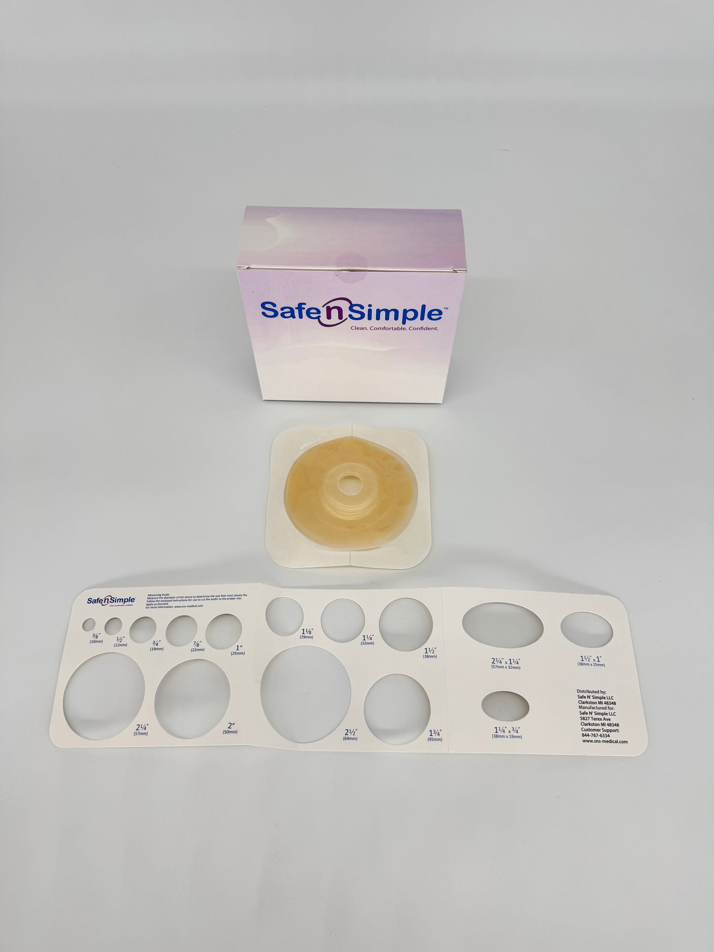 5" x 5" 2-Piece Wafer, Extended Wear, Convex, With Tape Collar, Beige, 45mm, 1-3/4" Flange, 3/4" Precut Stoma Opening