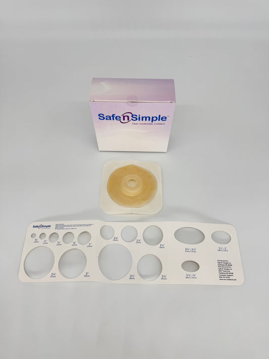 5" x 5" 2-Piece Wafer, Extended Wear, Convex, With Tape Collar, Beige, 45mm, 1-3/4" Flange, 3/4" Precut Stoma Opening