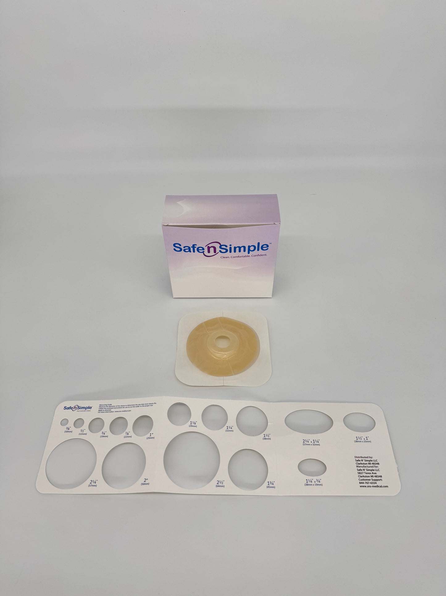5" x 5" 2-Piece Wafer, Extended Wear, Convex, With Tape Collar, Beige, 45mm, 1-3/4" Flange, 7/8" Precut Stoma Opening