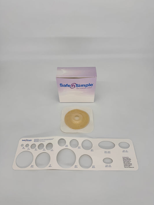 5" x 5" 2-Piece Wafer, Extended Wear, Convex, With Tape Collar, Beige, 45mm, 1-3/4" Flange, 7/8" Precut Stoma Opening