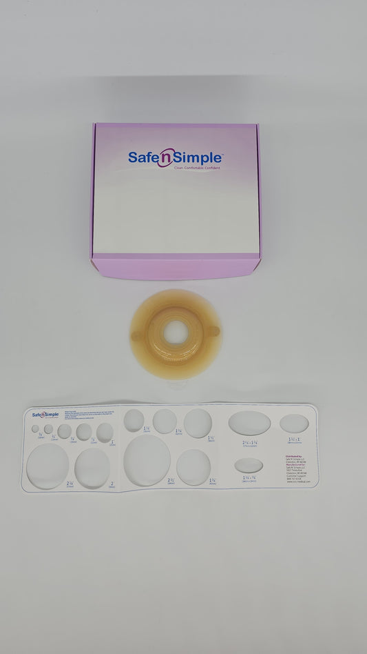 5" x 5" 2-Piece Wafer, Extended Wear, Convex, With Tape Collar, Beige, 57mm, 2-1/4" Flange, 1 3/8" Precut Stoma Opening