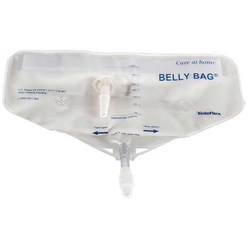 Belly Bag Urine Collection Bag with 24" Coiled Drain Tube, 1000 mL