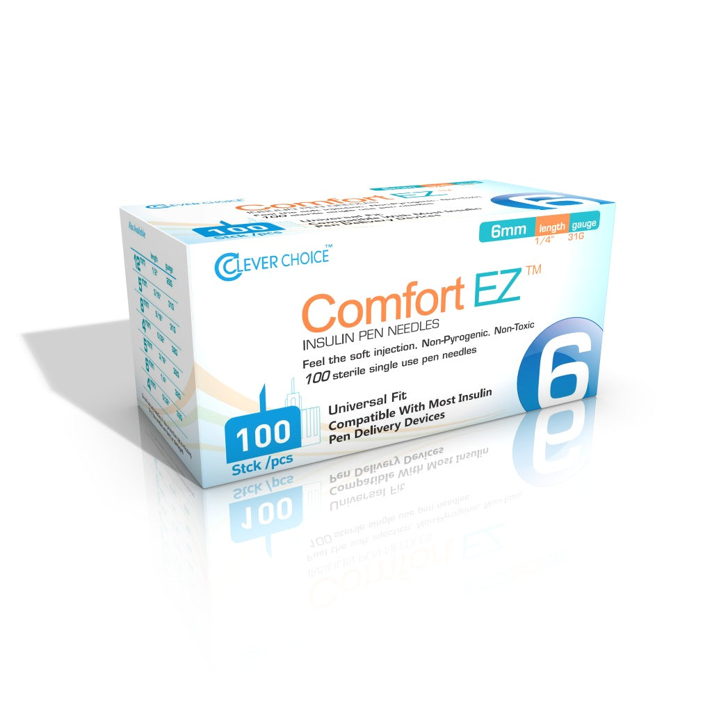 Clever Choice Comfort EZ Insulin Pen Needles 31G x 1/4", 100 count, BX/100