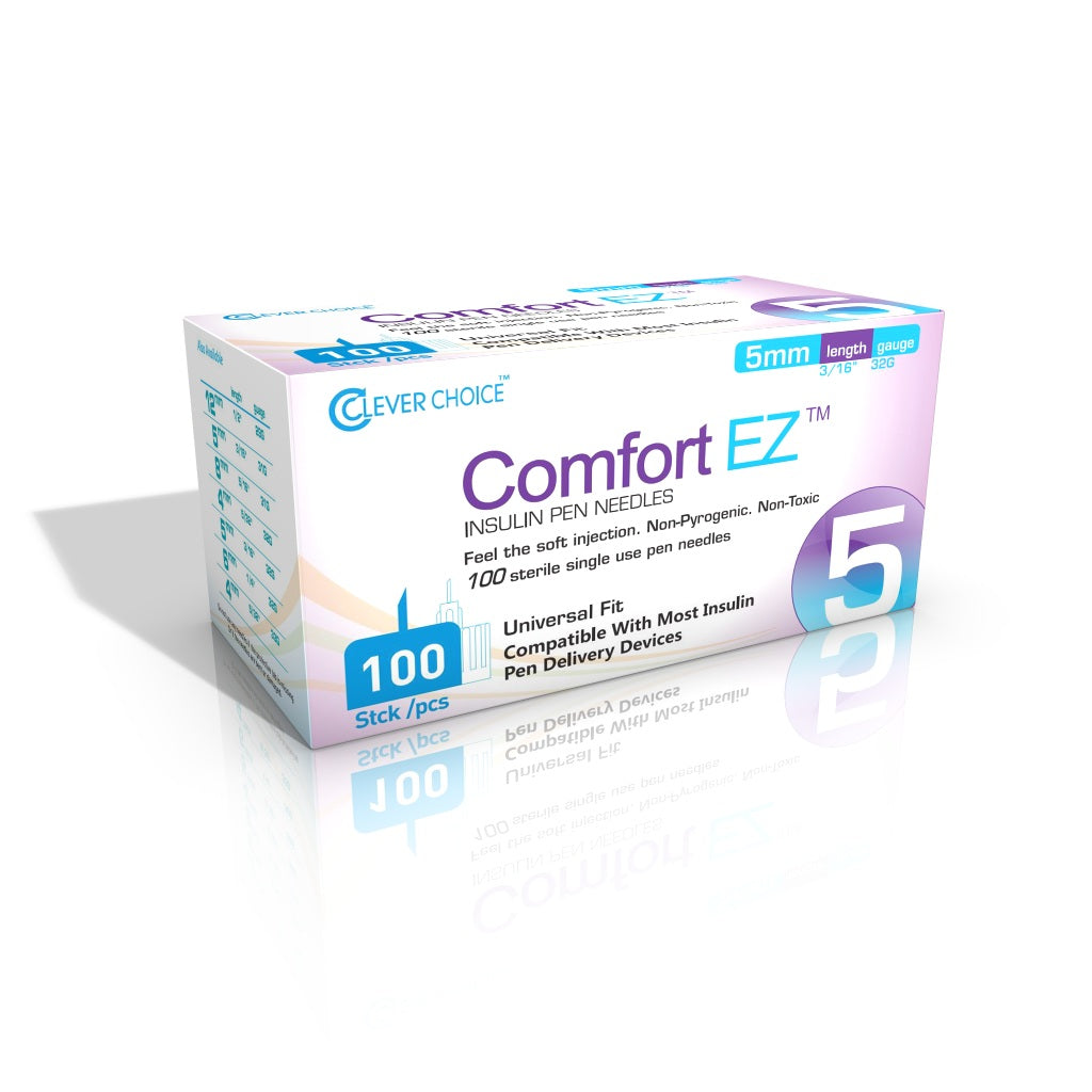 Clever Choice Comfort EZ Insulin Pen Needles 32G x 3/16", 100 count, BX/100