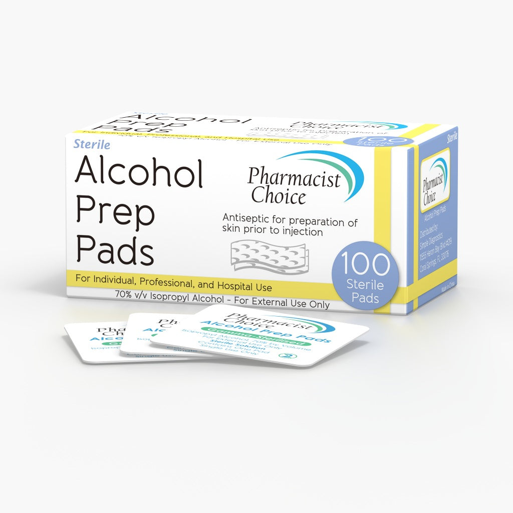 Pharmacist Choice Alcohol Prep Pads, Gamma-Sterilized, 100 Count, BX/100