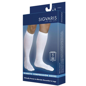 602C Diabetic Compression Socks Calf, 18-25mmHg, Women's, Medium, Long, White