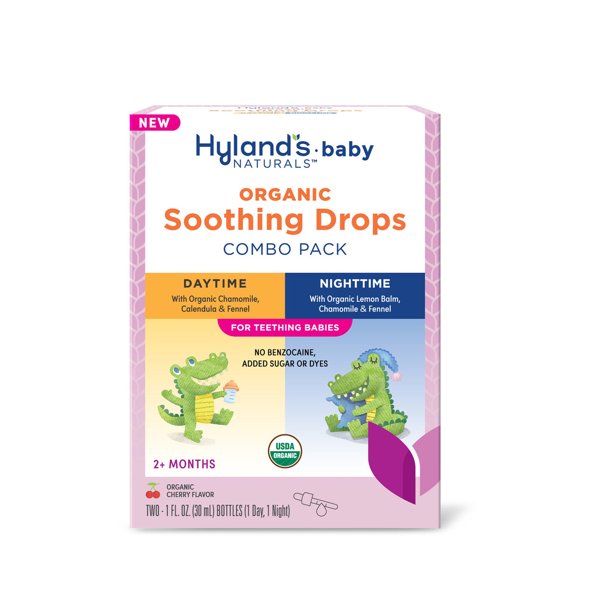 Hyland's Baby Organic Soothing Drops, Day & Night Combo Pack, Cherry,  Two - 1 oz Bottles