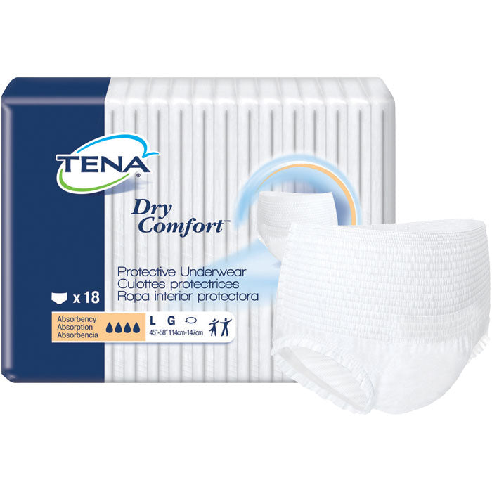 Tena Dry Comfort Protective Underwear, Large, 45"- 58", PK/18