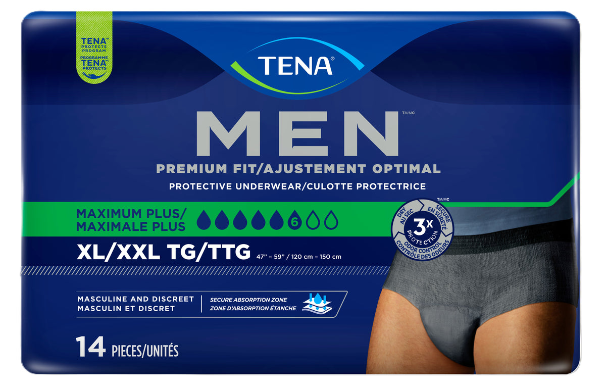 Tena MEN Maximum Protective Underwear, XL/XXL, 47" - 59" - REPLACES SQ81920
