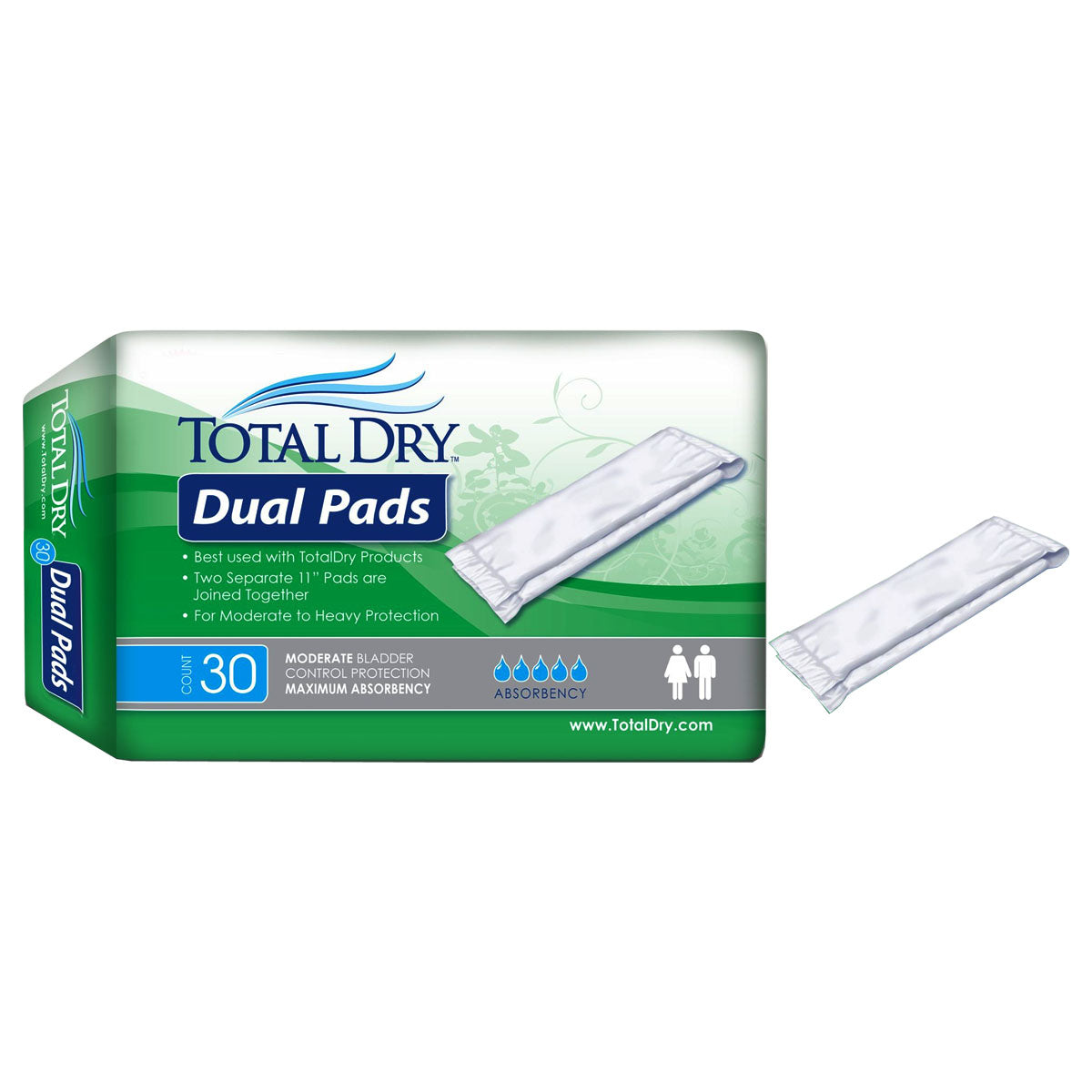 TotalDry Dual Pads, 11" Long (x2), PK/30