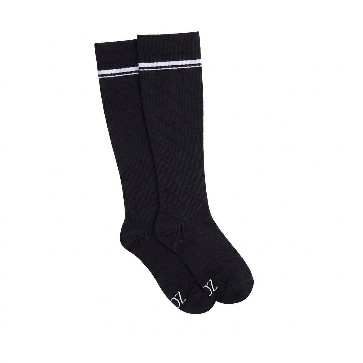 Zomee Maternity Compression Socks - Black with White Stripes, Small, 20-30mmHg