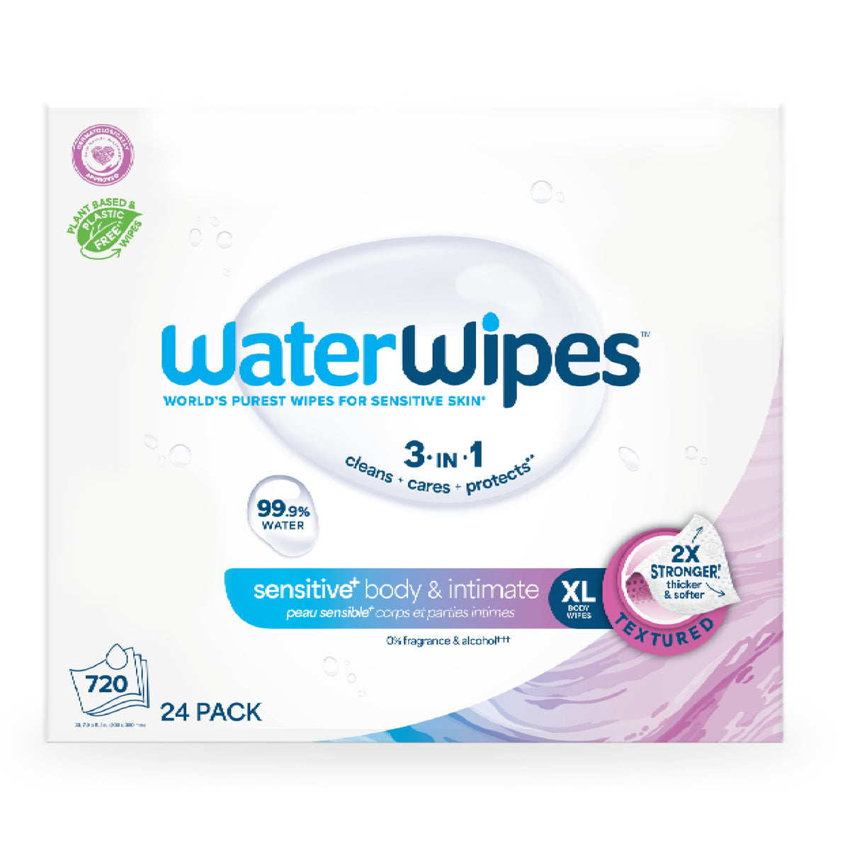 WaterWipes Sensitive Whole Body Cleansing Wipes, 720 Count (24 Packs)