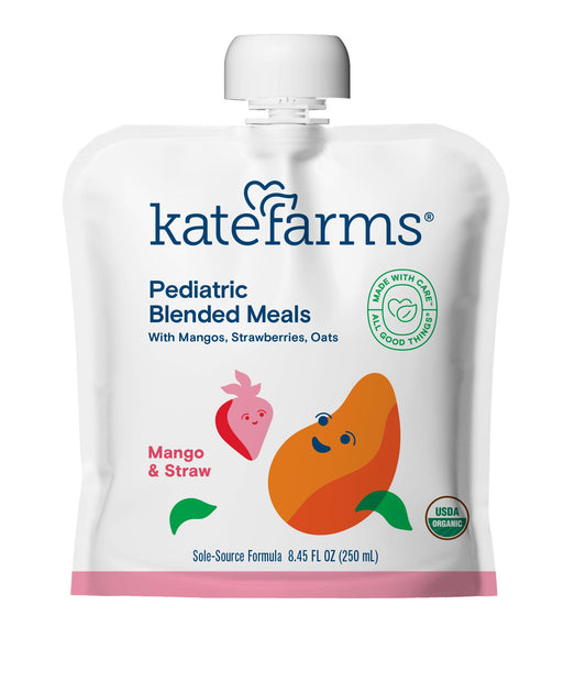 Kate Farms Pediatric Blended Meals, Mango & Strawberry, 8.45 fl oz (250 mL)